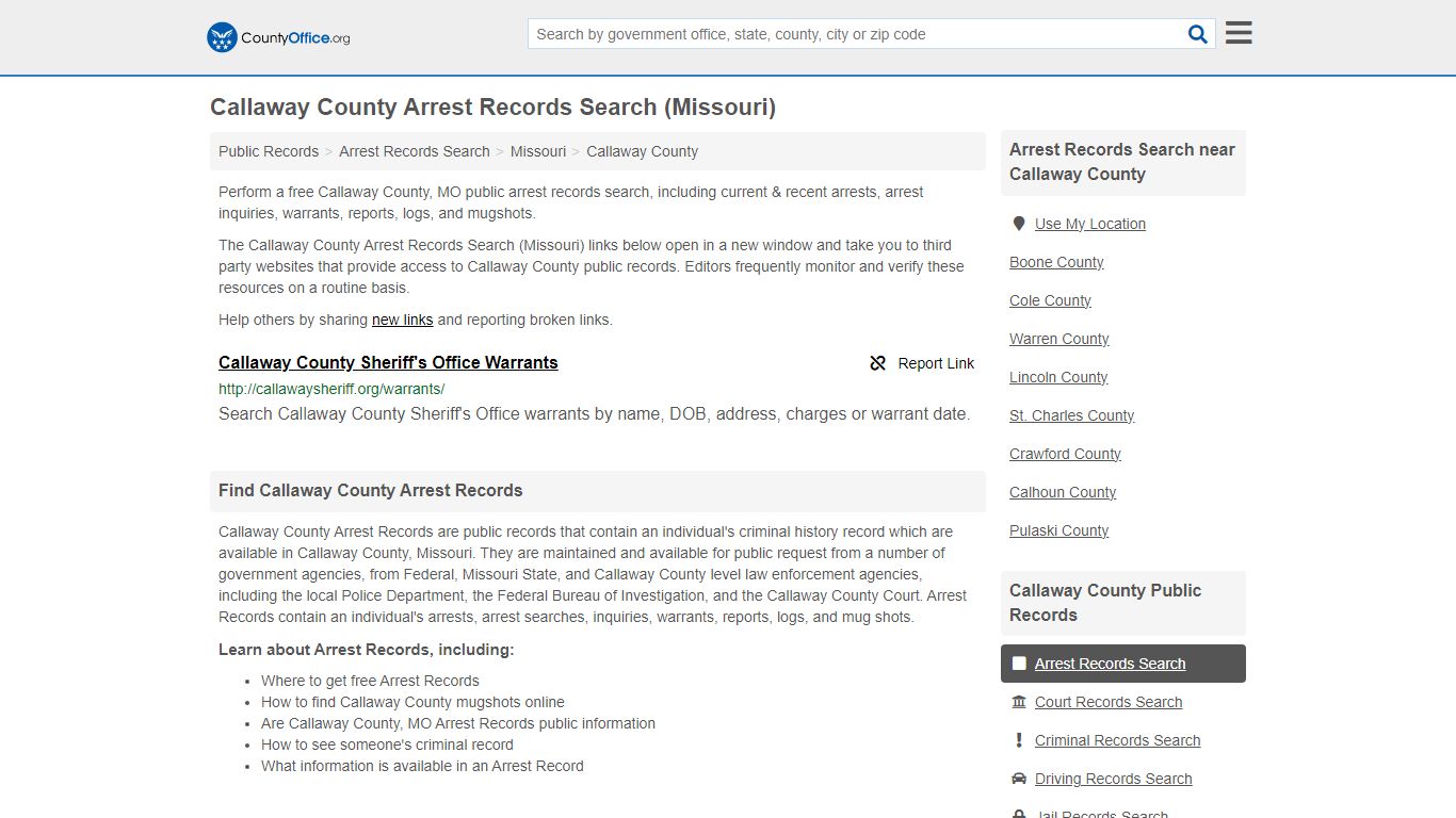 Arrest Records Search - Callaway County, MO (Arrests & Mugshots)